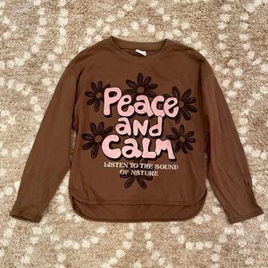 Zara Oversized Peace Long Sleeve Top